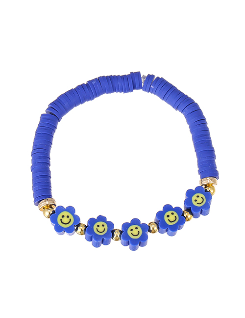 Fashion Navy Blue Soft Ceramic Alloy Flower Smiley Bracelet