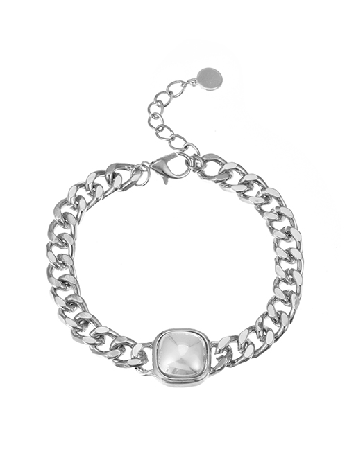 Fashion Silver Alloy Chain Square Pearl Bracelet