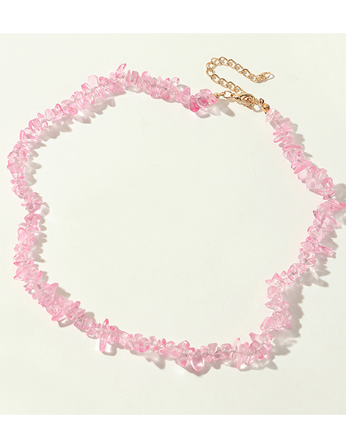 Fashion Pink Irregular Multicolored Gravel Necklace
