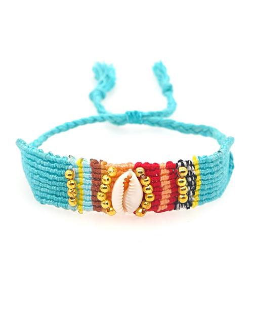 Fashion Blue Cotton Braided Color Matching Shell Bracelet