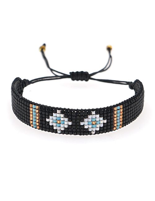 Fashion Black Geometric Rice Bead Woven Beaded Bracelet