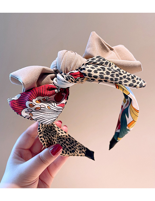 Fashion Khaki Bow Floral Hit Color Bow Headband