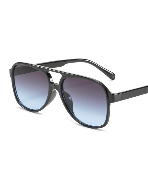 Fashion Black frame gradient gray Round Double Beam Big Frame Sunglasses