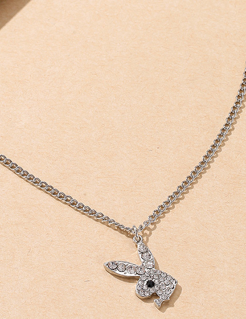 Fashion Silver Color Alloy Diamond Rabbit Necklace