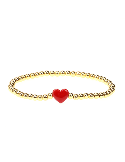 Fashion Red Gold-plated Copper Bead Beaded Dripping Heart-shaped Bracelet