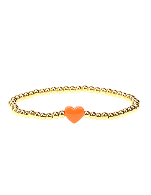 Fashion Orange Gold-plated Copper Bead Beaded Dripping Heart-shaped Bracelet