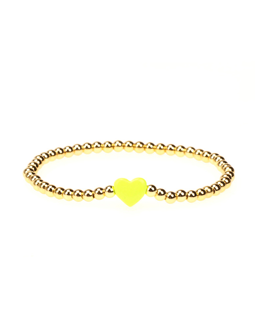 Fashion Yellow Gold-plated Copper Bead Beaded Dripping Heart-shaped Bracelet