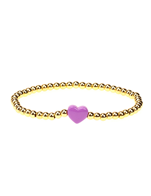 Fashion Purple Gold-plated Copper Bead Beaded Dripping Heart-shaped Bracelet