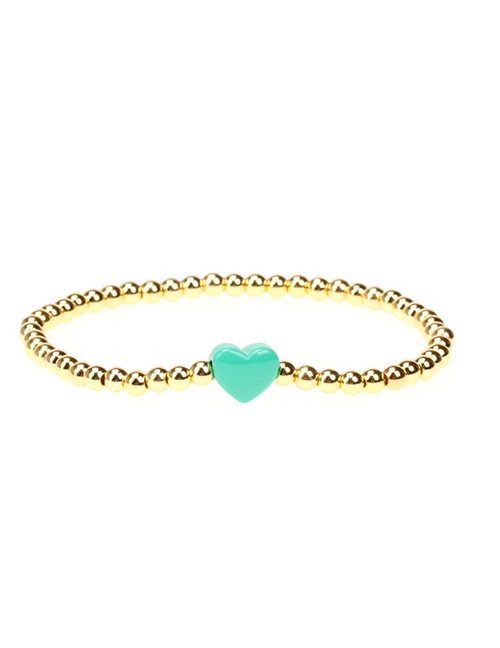Fashion Green Gold-plated Copper Bead Beaded Dripping Heart-shaped Bracelet