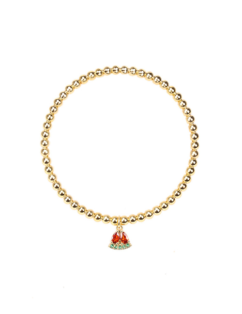 Fashion Red Watermelon Copper Inlaid Zirconium Fruit Gold Bead Chain Bracelet