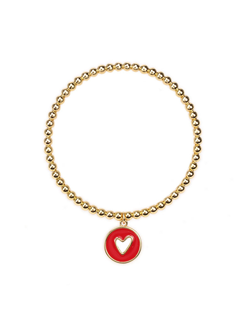 Fashion Red Copper Drop Oil Hollow Heart Bracelet