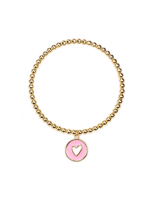 Fashion Pink Copper Drop Oil Hollow Heart Bracelet