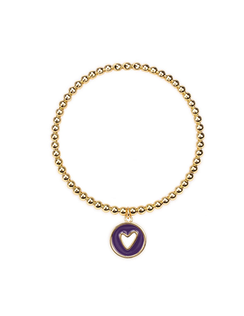 Fashion Purple Copper Drop Oil Hollow Heart Bracelet