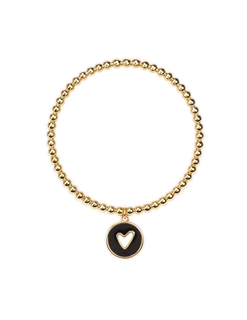 Fashion Black Copper Drop Oil Hollow Heart Bracelet