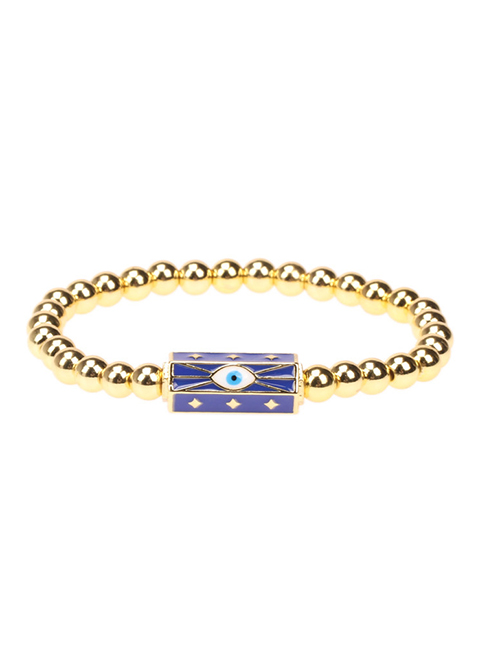 Fashion Blue Gold-plated Copper Dripping Eye Beaded Bracelet