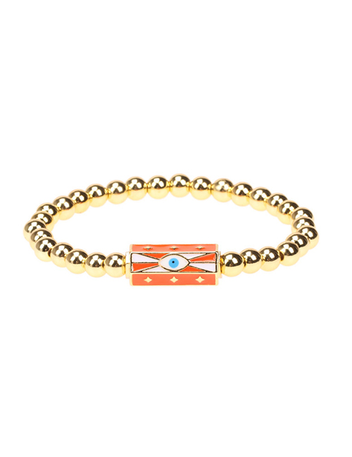 Fashion Orange Gold-plated Copper Dripping Eye Beaded Bracelet