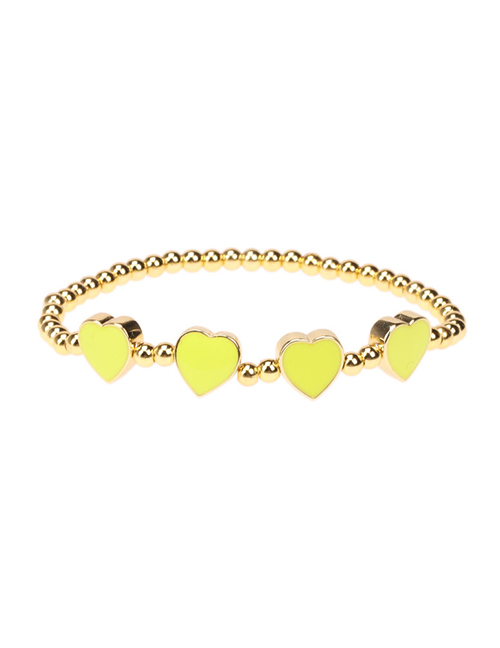 Fashion Yellow Copper Drop Oil Love Bracelet