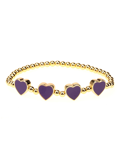 Fashion Purple Copper Drop Oil Love Bracelet