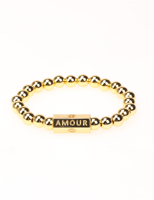 Fashion Amour Micro Diamond Square Letter Metal Bead Bracelet