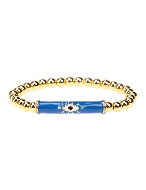Fashion Blue Oil Dripping Eye Metal Beads Bracelet
