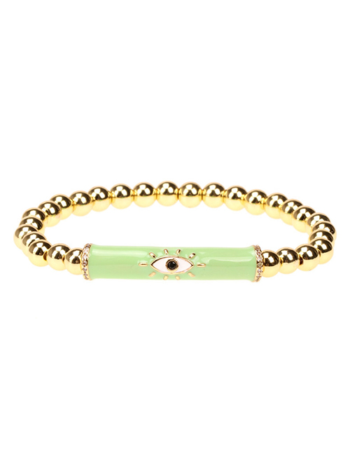 Fashion Fluorescent Green Oil Dripping Eye Metal Beads Bracelet