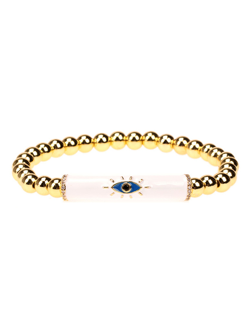 Fashion White Oil Dripping Eye Metal Beads Bracelet