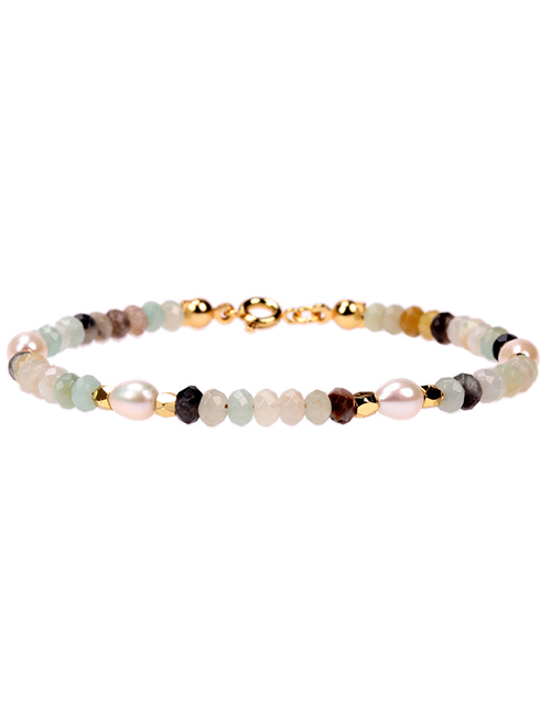 Fashion Amazon Stone Gold-plated Copper Pearl Beaded Bracelet