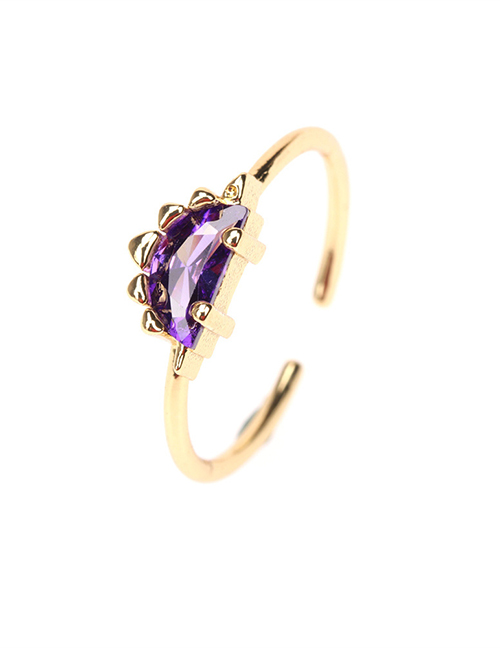Fashion Purple Zirconium Dinosaur Copper Inlaid Zirconium Open Dinosaur Ring