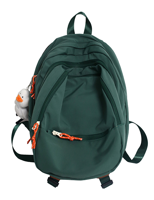 Fashion Green Multi-pocket Multi-layer Backpack With Pendant