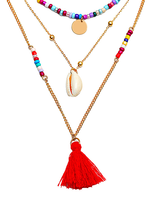 Fashion Color Multi-layer Rice Bead Woven Necklace
