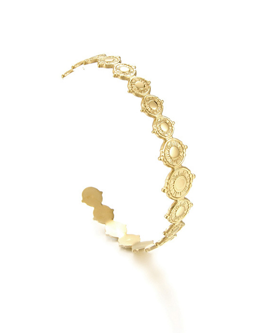 Fashion Golden 14k Stainless Steel Round Sun Symbol Open Bracelet