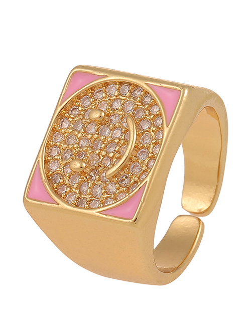 Fashion Pink Micro-inlaid Zirconium Smiley Ring