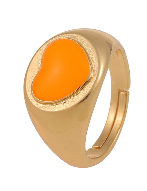 Fashion Orange 18k Gold Dripping Love Heart Ring