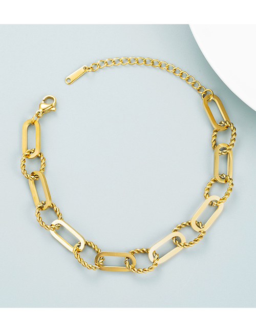 Fashion Golden Titanium Steel 18k Gold Plated Color Preserving Chain Bracelet