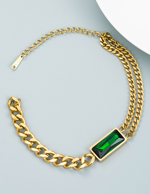 Fashion Golden Metal Inlaid Square Zirconium Bracelet