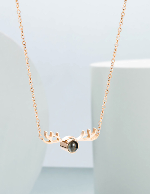 Fashion Golden Titanium Antler Necklace