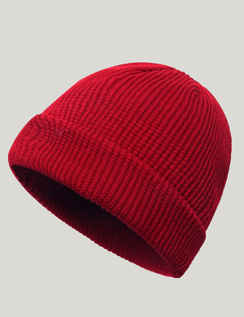 Fashion Light Board Red Pure Color Wool Knit Cap