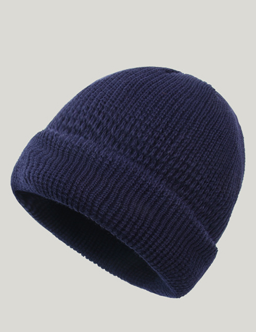 Fashion Light Board Navy Blue Pure Color Wool Knit Cap