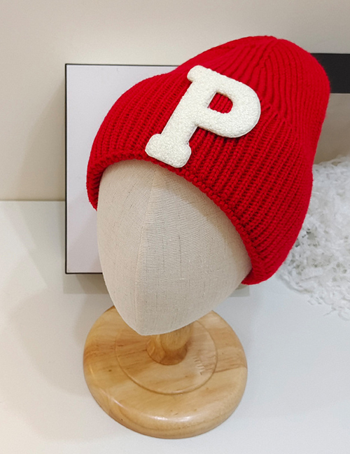 Fashion Big Red P Letter Woolen Hat Letter Wool Cap