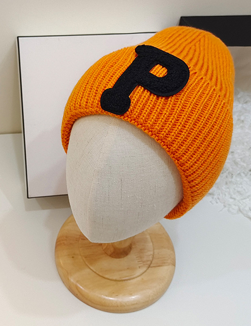 Fashion Orange P Letter Woolen Hat Letter Wool Cap