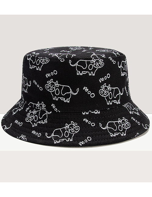 Fashion Black Double-sided Printing Fisherman Hat