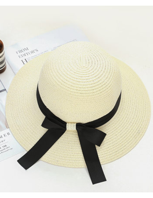 Fashion Off-white Big Bow Woven Straw Hat