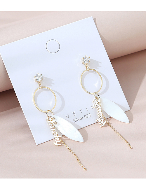 Fashion 14k Gold Real Gold-plated Letter Geometric Diamond Earrings