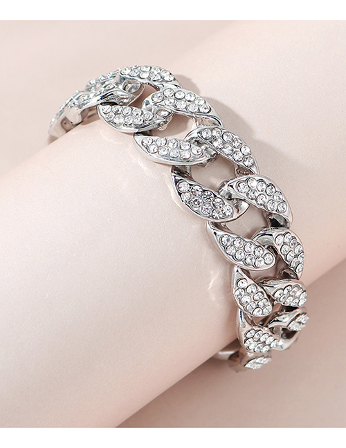 Fashion White K Diamond Thick Chain Bracelet