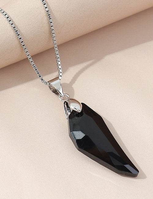 Fashion Black Crystal Crescent Necklace
