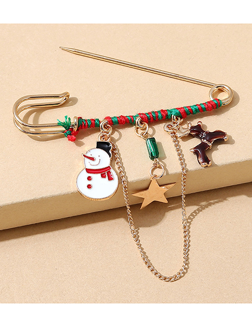 Fashion Gold Christmas Reindeer Tassel Brooch