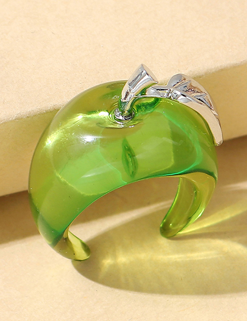 Fashion Green Resin Apple Open Ring