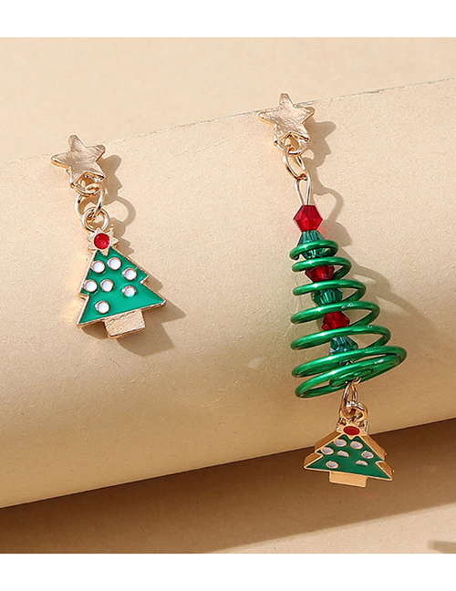 Fashion Gold Christmas Tree Asymmetrical Earrings