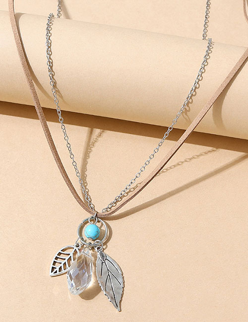 Fashion Silver Alloy Crystal Wing Necklace