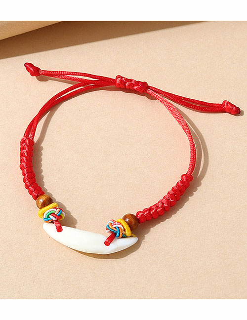 Fashion Red Resin Geometric Cord Braided Hand Rope
